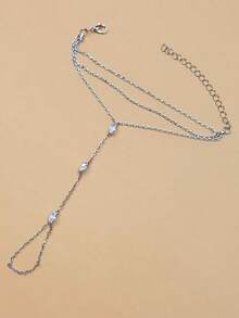 1 pieza Anillo de dedo del pie y tobillera de cadena multicapa con gota de agua estilo bohemio dorado, joyería minimalista de cadena para dedo del pie para mujer para vacaciones en la playa - gotas de agua - Ver 7