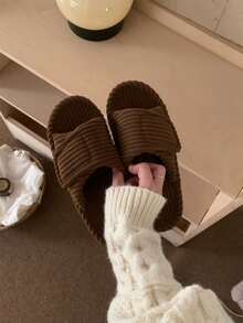 XIXITIAO Unisex Adjustable Hook & Loop Slide-In Pure Thermal Slippers, Arch Support Lightweight Indoor Floor Shoes, All-Season Wear - Brown - View 9