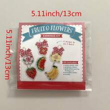 DIY Cross Stitch Earrings, Watermelon, Banana, Strawberry, Floral Embroidery Patterns, Handmade Earrings Free Matching - A - View 6