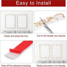 3D PVC Self-Adhesive Decorative Soft Line, Home Decor Soft Decorative Mirror Frame Border, Self-Adhesive Decorative Strip, Suitable For Bathroom Door And Mirror - A - View 10