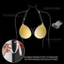 Mango-Colored Push-Up Self-Adhesive Bra With Invisible Shoulder Straps, Front Closure Design, Provides Breast Support, Comfortable And Reusable, Suitable For Tank Tops, Swimsuits, Bikinis And Deep V-Neck Outfits - Multicolor - View 5