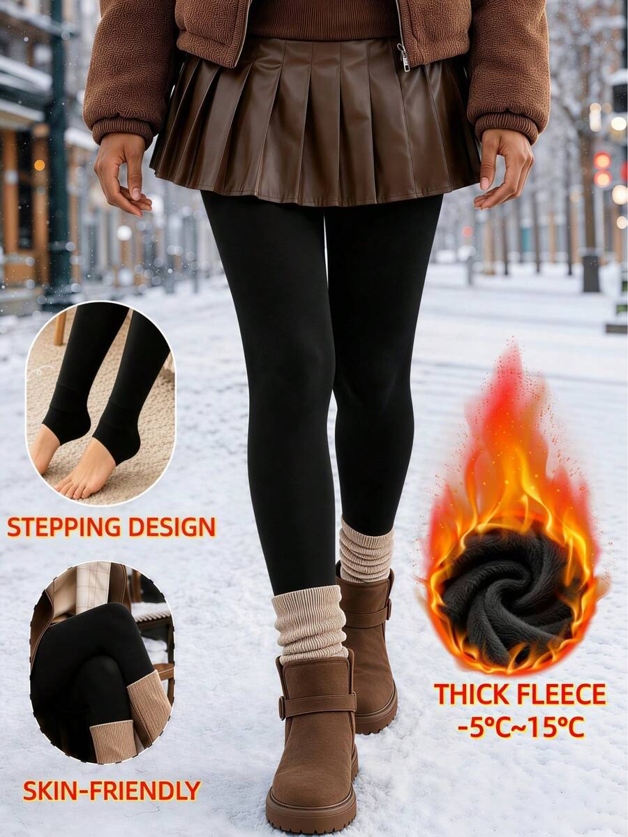 1pc Women's Red Semi-Sheer Sexy Tights, Slimming Leggings For Spring/Autumn, Date & Party - Black - View 1