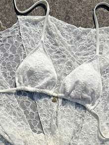 Women's White Lace 3-Piece Set, Perfect For Elegant Beach Vacation Looks - Multicolor - View 4