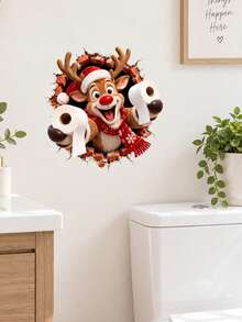 SUPSTICKER Funny Christmas Break Wall Bathroom Wall Sticker, Peel And Stick Removable Holiday Decor, 9.31*12.80 In, 4 Patterns Available - Christmas - View 8