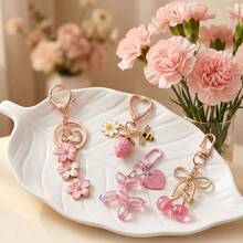 4pcs Handbag Charms, Cute Cherry Bow Keychain Wallet Accessories Pendant - Multicolor - View 4