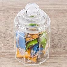 2-Piece Set Octagonal Glass Storage Jars (With Glass Lids), 230 Ml, 8 * 12.6 Cm, Transparent Glass Jars, Suitable For Storing Spices And Sweets As Well As Kitchen Decoration - Clear - View 2