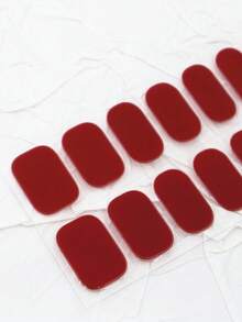Gel Nail Strips, Nail Gel Stickers Work With Any UV Lights, Long-Lasting Nail Wraps, Stick On Nails For Women Easy To Apply & Remove - Red - View 4