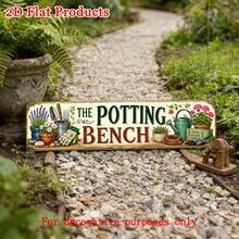 2D Flat Decorative Sign - [2Dflat], 1pc 40X10cm - Potted Plant Workbench Gardening Tools Floral Metal Sign 16X4 Inches, Vintage Greenhouse Farmhouse Wall Decor (Random Style) - A - View 8