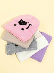 1pc Women's Sweet Cute Cat Peek-A-Boo Knit Hat, Warm For Autumn/Winter, Versatile For Daily Wear - Multicolor - View 2
