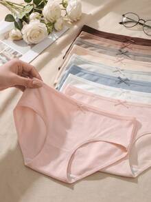15pcs/Pack Women's Breathable Simple Bow Decorated Briefs, Cute Undergarments - Multicolor - View 6