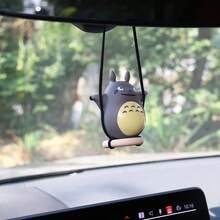 1pc Cartoon Totoros Car Rearview Mirror Hanging Ornament, Creative Car Interior Safety Pendant Decoration, Popular Anime Character Image, Cute And Design, Fits Most Car Rearview Mirrors, Secure Hanging, Does Not Affect Driving Visibility, Practical And Stylish Car Interior Decor, Suitable As Birthday Gift, Holiday Small Gift, Anime Enthusiast Collection Accessory, Perfect For Adding Atmosphere To Your Own Car Or As A Surprise Gift For Fellow Car Owners - Multicolor - View 4