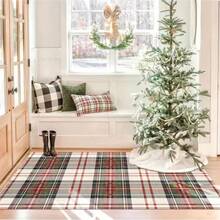 Christmas Entryway Rug - Small Washable Indoor/Outdoor Doormat, Suitable For Front Door, Porch, Holiday Plaid Pattern, Perfect For Living Room, Bedroom, Entryway, Kitchen, Office, Porch Decor - C - View 1