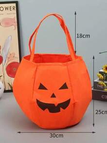 Halloween Supplies Trick Or Treat Candy Bag Large Capacity Pumpkin Shaped Non-Woven Fabric Double Handle 3D Handheld Candy Bag - F - View 11