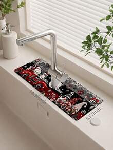 1pc Christmas Santa Claus Pattern, Sink Faucet Water Absorbent Mat, Drainage Mat, Suitable For Kitchen, Bathroom Sink, Countertop, Drainage Mat, Diatomaceous Earth Material, Trimmable, Quick-Drying Mat - Multicolor - View 13