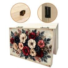 1pc Hand-Painted Wooden Storage Box With Floral Pattern, Vintage Gift Storage Box, Small Jewelry Organizer, Jewelry Collection Keepsake Box, Souvenir Storage, Desktop Organizer, Country Home Decor - Multicolor - View 5