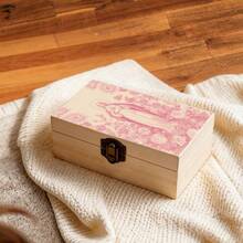 1pc Wooden Storage Box, Gift Storage Box, Prayer Box With Floral Pattern, Keepsake Box, Jewelry Organizer Box For Small Accessories, Keepsake Collection, Desktop Organizer, Rustic And Spiritual Home Decor - Multicolor - View 4