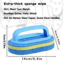 2pcs Heavy Duty Sponge Brushes, Multi-Purpose Cleaning Tools, Removes Grease And Stains From Bathtub, Tile, Stove, Glass, Kitchen, Bathroom And Floor, Durable Household Cleaning Accessories, Suitable For Apartment And Daily Use - Multi-color - View 8