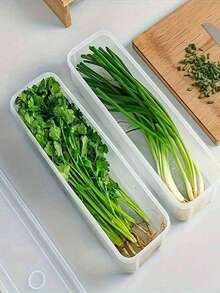 4pcs Rectangular Food Storage Containers, Plastic Reusable Fridge Organizer Boxes, Suitable For Storing Green Onion, Parsley, Cilantro, Garlic, Noodles, Eggs, Etc., With Lid, Hand Washable, Kitchen Essential, Back To School Season Must-Have - Multicolor - View 4