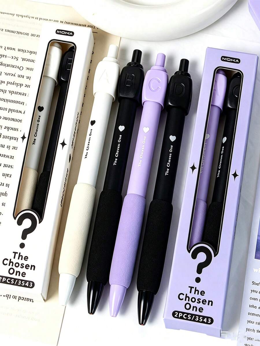 2pcs Creative Student Clickable Rotating Gel Pens, Quick-Dry Smooth Ink, Suitable For Daily Practice, Exams, Writing, Highly Attractive Stress-Relief Rotating Water Pens, Suitable For Holiday Gifts, Office Use - Multicolor - View 1