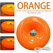 Modern Fashion Style Donut-Shaped Ambient Night Light, Rechargeable Lamp, 3-Color Dimmable, Touch Switch, Suitable For Bedroom, Study, Living Room, Office Decorative Lighting - Multicolor - View 2