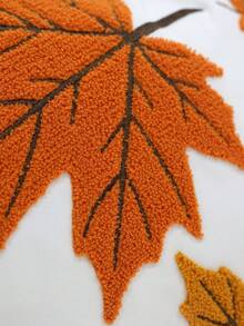 1pc Thanksgiving Autumn Maple Leaf Embroidered Throw Pillow Cover – Decorative Accent For Living Room Sofas & Bedroom Headboards; Zipper Closure, Machine Washable (Insert Not Included) - Multicolor - View 2