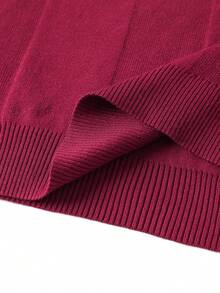 Sweater Rajut Pria Kasual Nyaman Motif Kotak-kotak Burgundy Gelap, Lengan Panjang Longgar - Burgundy - View 6