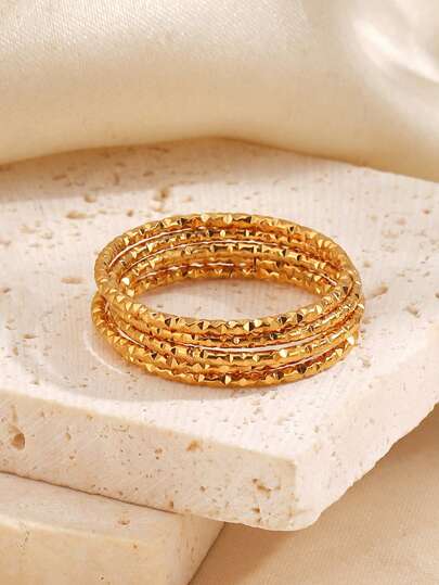1/3/6/12PCS Stainless Steel Fashion Popular Sparkling Starry Plain Band Rings Suitable For Women's Daily Wear