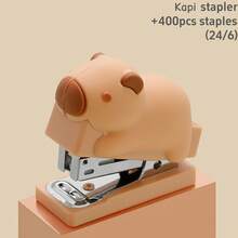 1 Set Stapler - Mini Doll Stapler 400pcs 24/6 Staples, Cartoon Bear Rabbit Duck Portable Animal Binder Cliper, Office Binding Tools, Back To School - Multicolor - View 12