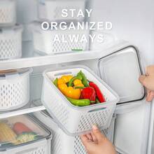 Fruit Storage Containers For Fridge With Removable Colander – Airtight Produce Storage Containers With Lids, Berry Keeper For Vegetables, Lettuce & Meal Prep - Multicolor - View 3