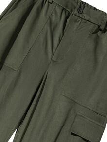 Vancamel Pulse Men's Drawstring Versatile Minimalist Multi-Pocket Design Outdoor Functional Style Cargo Long Pants, Casual Men's Long Pants - Army Green - View 4
