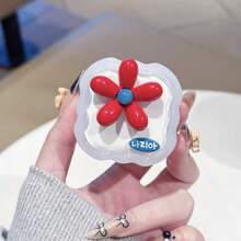 5pcs/Set Compatible With UK 20W Cable Protector Red & Blue Floral Accessories TPU Material Anti-Fall Anti-Scratch Laser White Data Cable Wrap Rope Anti-Break - Red Flowers - View 4