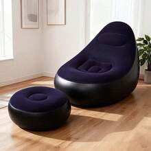 Sofa Lipat Portabel untuk Berkemah di Luar Ruangan dengan Sandaran Kaki, Kursi Bean Bag Tiup, Sofa Lipat Portabel dengan Sandaran Kaki, Kursi Bean Bag Bulat Lembut Lipat, Kursi Santai Multifungsi Satu Lapis untuk Ruang Tamu, Kamar Tidur, Balkon, Kantor, Asrama, Piknik, Sofa Nyaman untuk Hadiah Rumah - Model baru - View 8