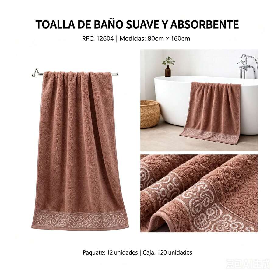 Juego toalla baño floral suave absorbente envio ve mezcla colores - Negro - Ver 1