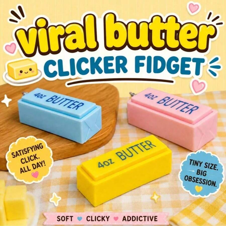Mainan Gelisah Butter Clicker, Gantungan Kunci Penghilang Stres Tombol Klik yang Lucu, Ornamen Dekorasi Meja Portabel, Mainan Pereda Stres Sensorik, Hadiah Liburan Natal untuk Pria dan Wanita, Hadiah Suvenir Pesta untuk Pasangan - MultiWarna - View 1