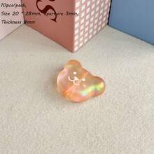 Solid Color Dripping Oil Smiling Face Acrylic Bear Head Pendant DIY Handmade Keychain Bag Hanging Accessories Gift Matching - Multicolor - View 37