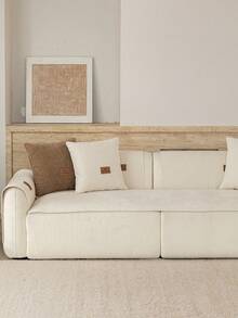 1pc Solid Color Chenille Decorative Sofa Cover, Vacation Decor Pet-Friendly Machine Washable, Living Room Bedroom Sofa Cover Old Sofa Renewal, Suitable For 1/2/3/4 Seat Armrest Backrest Cover - Beige - View 4