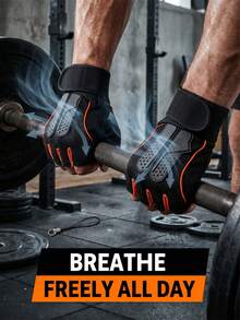 Anti-Slip Half-Finger Fitness Gloves With Padding And Mesh Design, Adjustable Breathable Sports Gloves, Unisex, Suitable For Work, Cycling, Gym, Boxing, Motorcycle Gear, Hiking, Camping, Travel Essential Accessory - Multicolor - View 9