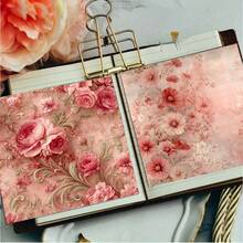 24 Sheets 6*6 Inch Soft Pink Rose Embossed Scrapbooking Paper, French Vintage Rococo Style Decorative Paper For Collage, Origami And Handmade Projects, DIY Paper, Scrapbook, Bullet Journal, Greeting Cards, Gift Wrapping - Square - View 7