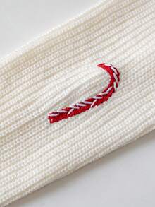 Girls Cute Embroidered Candy Cane Pattern Crew Neck Short Knit Pullover Sweater Long Sleeve Suitable For Christmas Daily Casual Spring Autumn Winter - Apricot - View 8