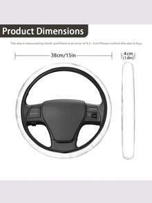 1pc PU Spliced Anti-Slip Wear-Resistant Breathable Sweat-Absorbing Car Steering Wheel Cover, Suitable For 14.5-15 Inch Diameter Steering Wheel, All-Season Universal, Odorless Decorative Steering Wheel Cover - Split Handlebar Grips - View 5
