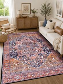 قطعة واحدة سجادة بوهيمية تقليدية بأسلوب فارسي عتيق مهترئ، من ألياف البوليستر المستطيلة سهلة العناية وقابلة للغسل، سجادة منطقة لغرفة المعيشة والممر وجانب السرير وغرفة الجلوس وغرفة النوم وديكور المنزل - متعدد الألوان - مشاهدة 17