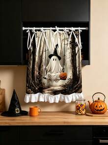 1PC Kitchen Curtain, Forest Ghost Pattern Multi-Functional Decorative Curtain, Suitable For Kitchen Curtain Cover, Oven Cover, Laundry Room, Dishwasher, Bathroom Window And Kitchen, Halloween Decoration - Multicolor - View 9