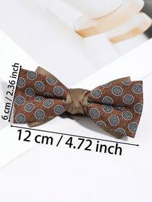 1Pc Men Brown Blue Circle Pattern Vintage Formal Pre-Tied Bow Tie For Wedding Party Business Tuxedo - Multicolor - View 5