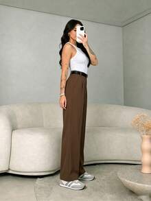 Women's High Waist Slim Fit Wide Leg Pants 2pcs/Set | Bohemian Street Style | Perfect For Spring/Summer Casual, Work Commute And Vacation (Belt Not Included) - Multicolor - View 11