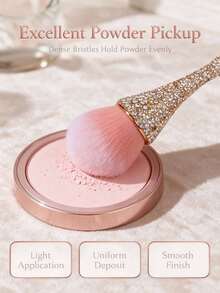 2pcs Luxury Rhinestone Makeup Brushes, Selected Fine Nylon Bristles, Smooth Application For Perfect Powder Makeup Effect, Gentle On Skin, Suitable For All Skin Types, Great For Daily Makeup And Touch-Ups, Exquisite Appearance Combining Aesthetics And Practicality - Multicolor - View 6