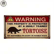 2D Wooden Humorous Turtle Warning Sign, Wooden Plaque Outdoor Garden Decor Sign, Yard Fence Patio Wall Hanging, Gardening Enthusiast Gift - TM14 - View 2