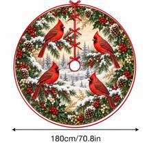 1件紅色紅雀森林圖案聖誕樹裙，優雅節日裝飾，5種尺寸，中性節日禮物，適合居家與派對聖誕家居裝飾 - 紅衣主鳥森林 - 查看 14