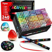 24/36/48/60/72/100/120/168 pièces 24~168 couleurs assorties de marqueurs acryliques liquides avec pointes souples, ensemble de couleurs mixtes, stylos de dessin DIY pour étudiants en art, convient pour la peinture sur roche, la calligraphie, la découpe de papier, l'écriture manuscrite, les cartes de vœux, le carton noir, la peinture sur pierre, le bois, le plastique, la canevas, convient aux étudiants et aux employés de bureau, meilleur cadeau de fête, Nouvel An, Halloween, cadeau de Noël, couleurs aléatoires, emballage aléatoire - A - Voir 1