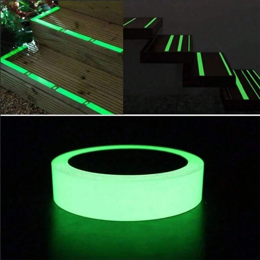 Green Fluorescent Glow-In-The-Dark Tape, Self-Luminous Night Glowing Adhesive Tape, Anti-Slip Decorative Tape For Stairs, Stage, Warning Marking,1pc - A - View 1
