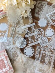 1 Book 30 Sheets Vintage White Lace Trim Decorative PET Stickers For Planner - DT1846 - View 9